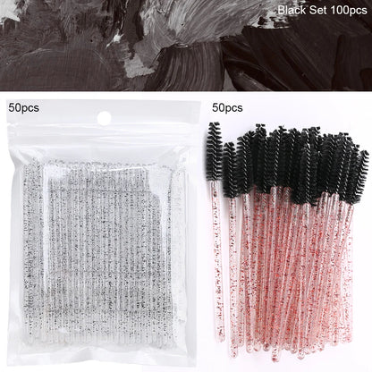 Eyelash Brushes 100pcs Eyebrow Tools Crystal Microbrush for Eyelashes Mascara