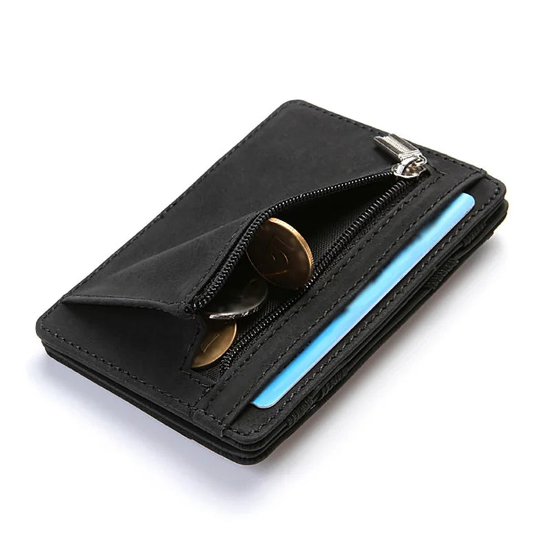 Ultra Thin Mini Wallet Men's Small Wallet Business PU Leather Magic Wallets