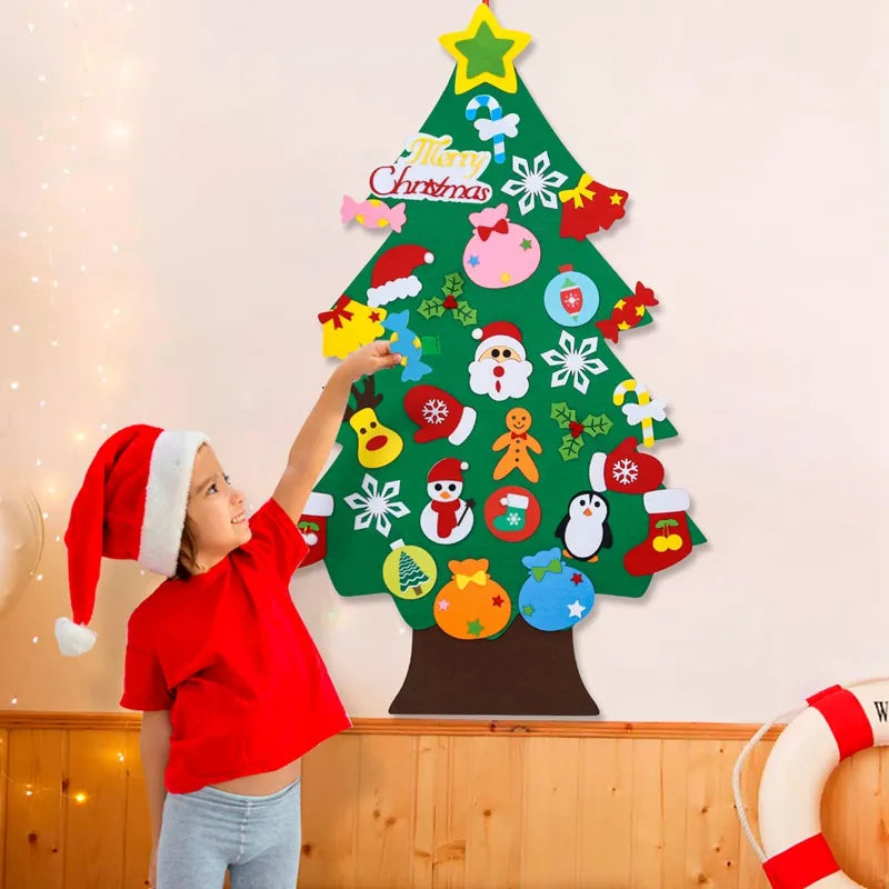 Kids DIY Felt Christmas Tree Merry Christmas Decorations for Home 2024