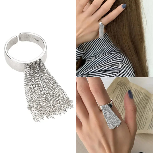 Punk Tassel Rings for Women Elegant Charm Vintage Unique Ring Tassel Ring