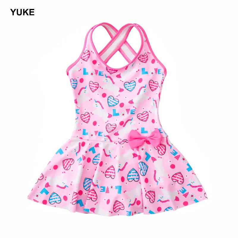 Girls Swimsuit Children Swimwear One-Piece Swimming Skirt Bikini Kids Summer