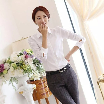 Women Shirts Fashion Office Lady OL Shirt Working Business Nursing Career Top