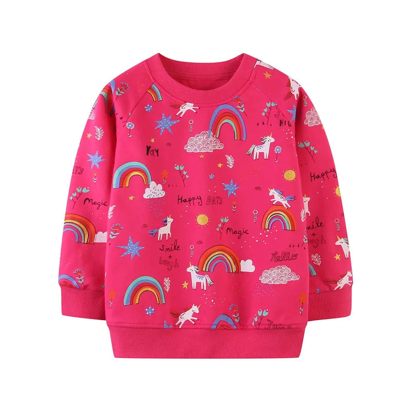 Jumping Meters New Arrival Autumn Winter Sweatshirts for Girls Animals Applique