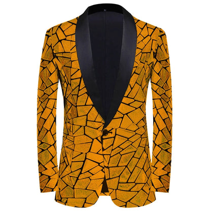 Luxury Laser Sequin Tuxedo Blazer Jacket Men One Button