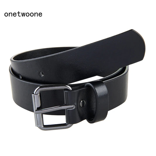 Good Qaulity Black PU Belt for Student School Boys Waist Straps Leather Belt