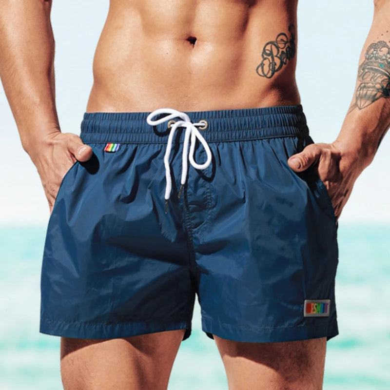 DESMIIT Waterproof Board Shorts Swim Shorts Men Swimwear Mens