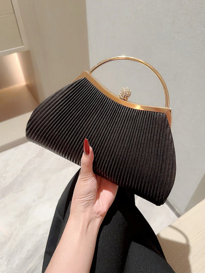 2023 Evening Bag for Women Elegant Glitter Pleated Ladies Clutch Luxury Party