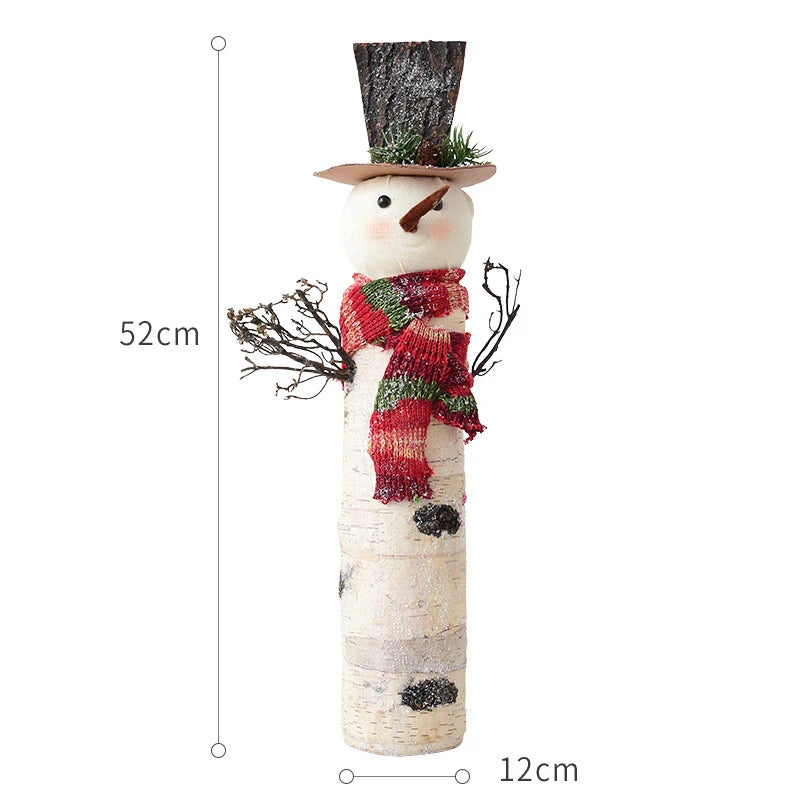 Snowman Birch Bark Doll Christmas Ornament Merry Christmas Decorations for Home