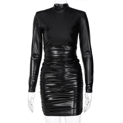 Spring 2022 New Arrivals Women Sexy Long Sleeve PU Leather