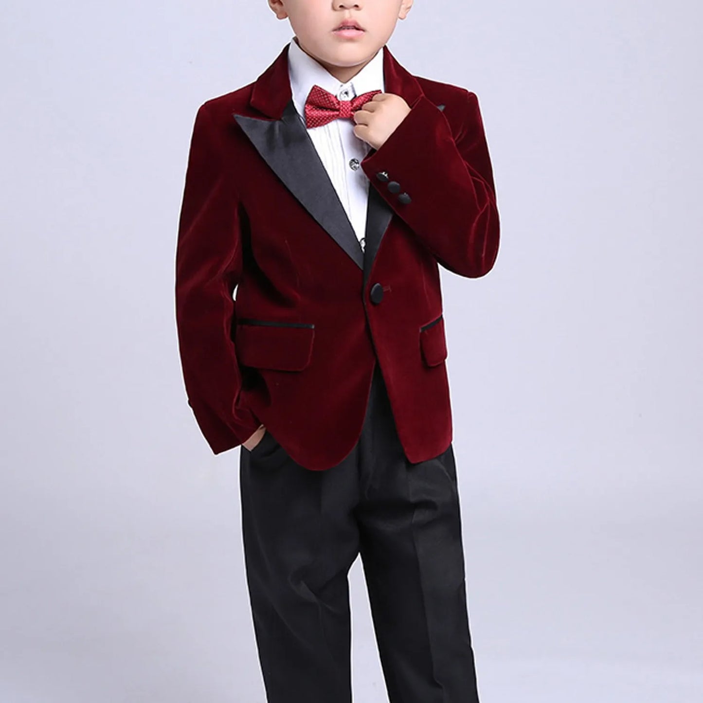 Green Velvet Boys Suits for Wedding Clothing Kids Birthday Party Formal Outfits