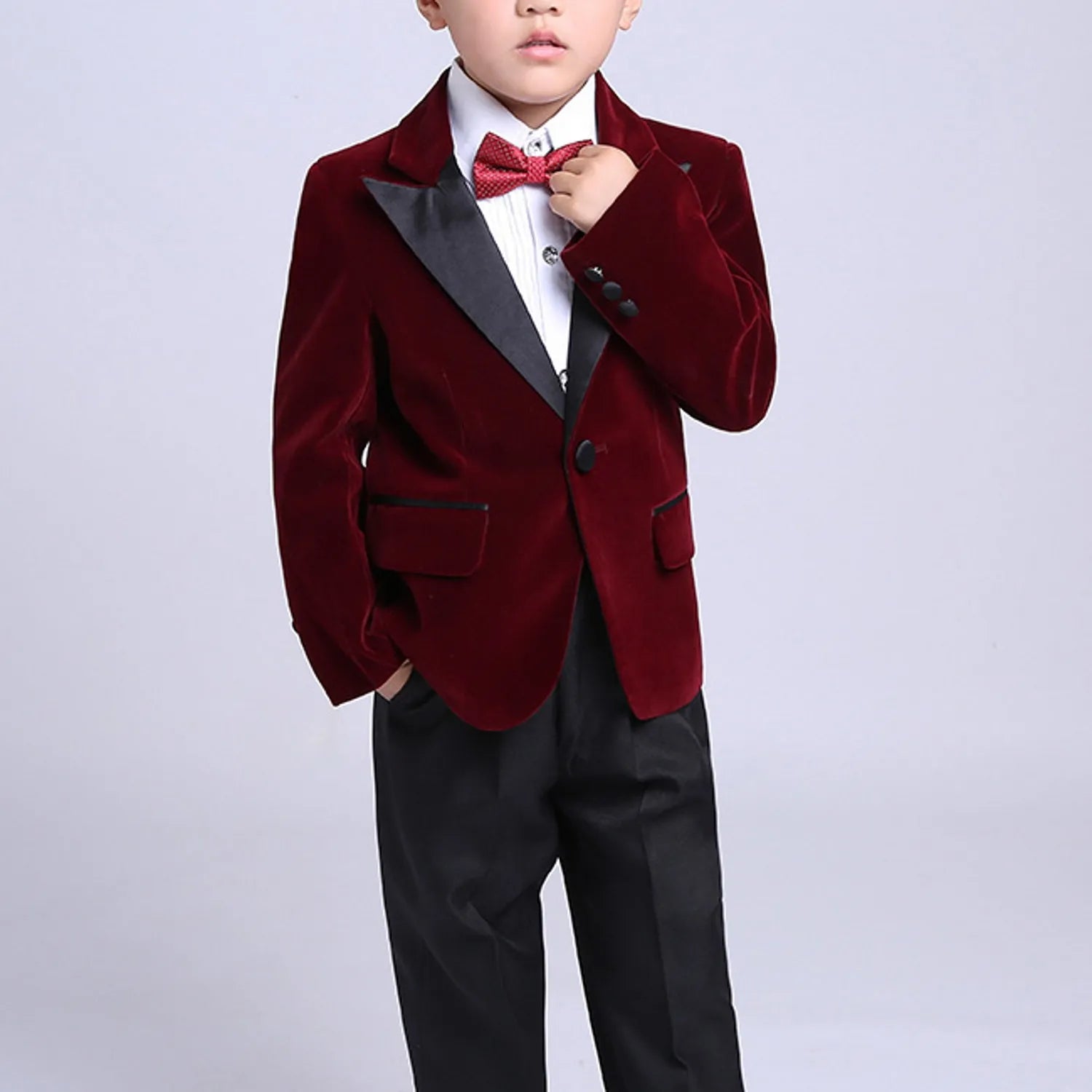 Green Velvet Boys Suits for Wedding Clothing Kids Birthday Party Formal Outfits