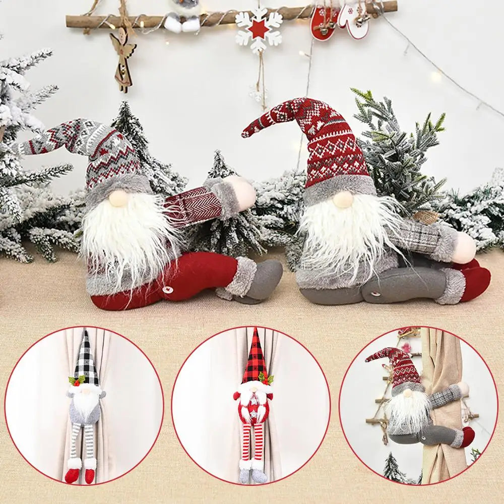 Santa Claus Elk Christmas Curtain Buckle Doll Ornament Christmas Decoration