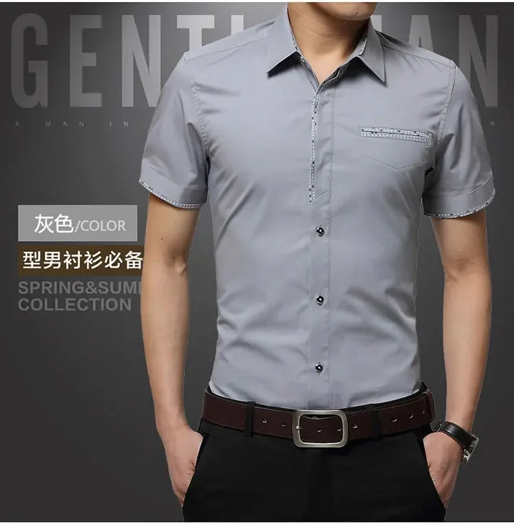 2024 Summer New Men's Shirt Brand Luxury Men Cotton Short Sleeves