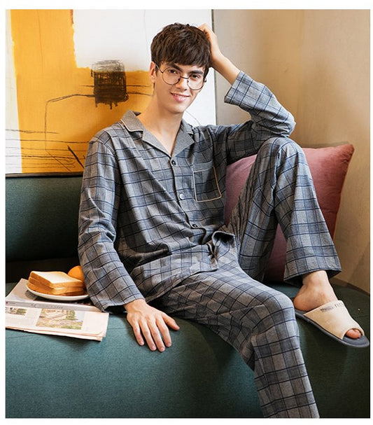 100% Cotton Pajama for Men 2 Pieces Lounge Sleepwear Pyjamas