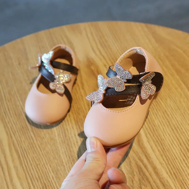 Princess Shoes Butterfly Sequins Baby Soft Bottom Shoes Girls Baby