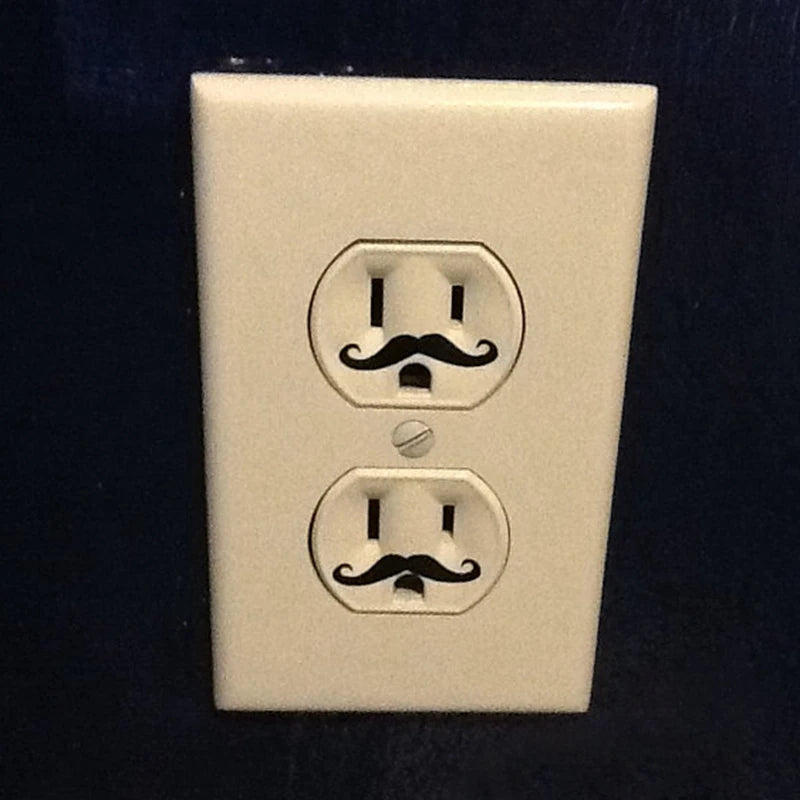 12pcs Funny Light Switch Sticker Mustache Funny Outlet Vinyl Decal