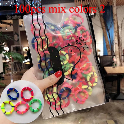 50/100pcs/Set Girls Colorful Nylon Small Elastic Hair