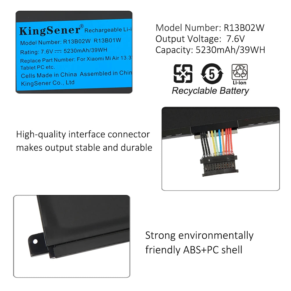 KingSener 7.6V 5230mAh New R13B01W R13B02W Laptop Battery for Xiaomi Mi Air