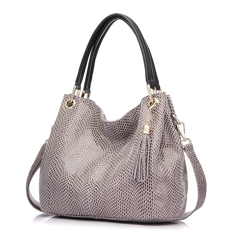 REALER High Quality Leather Tote Hand Bag Ladies Serpentine Shoulder Messenger