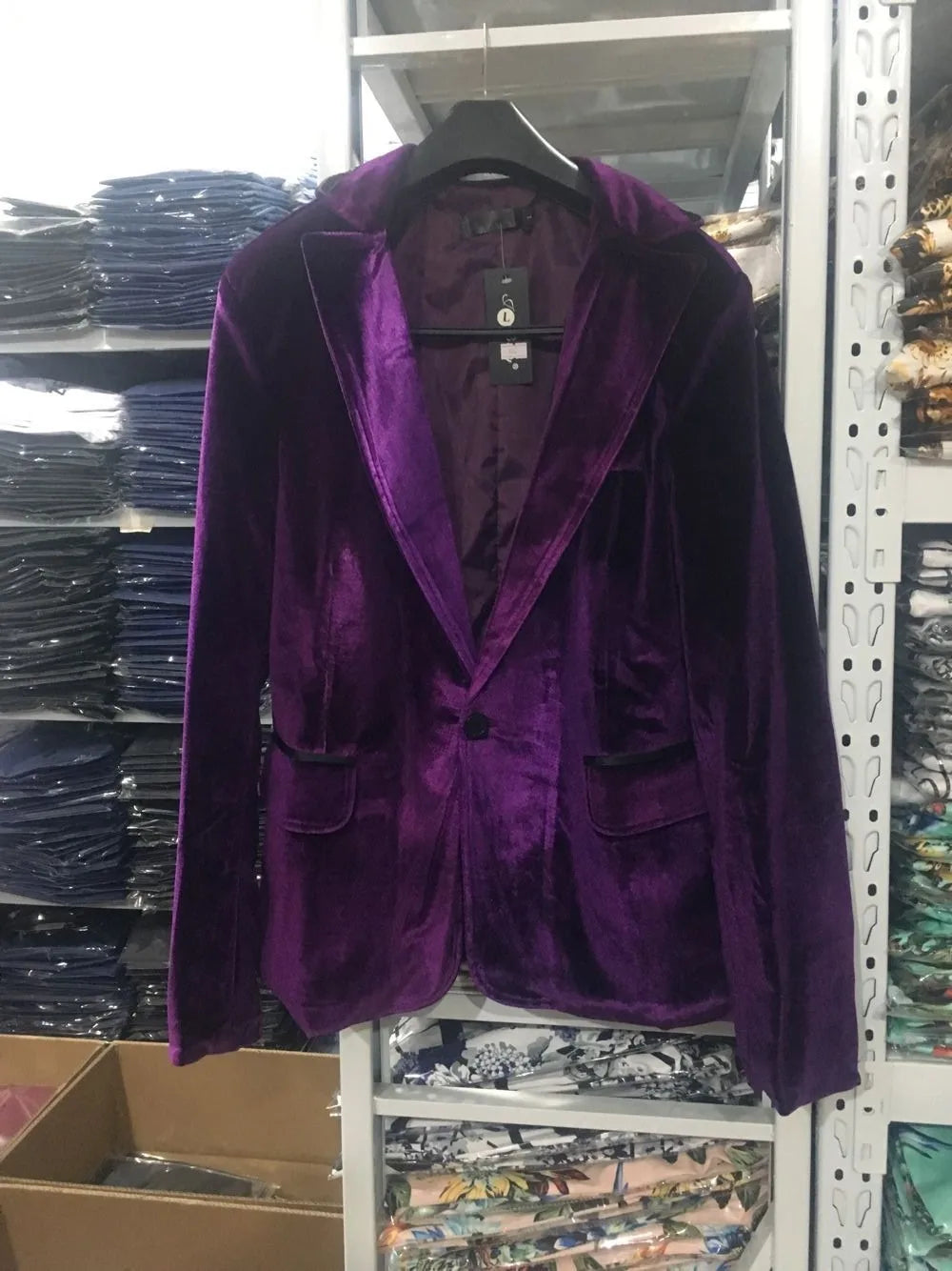 Shiny Purple One Button Velvet Blazer Jacket Men 2022 Spring