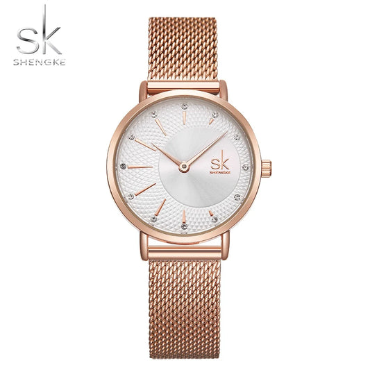 Shengke New Creative Women Watches Luxury Rosegold Quartz Ladies