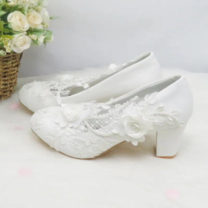 2024 New Customize  Wedding Shoes Bridesmaid Dress Shoes Thick Heeled