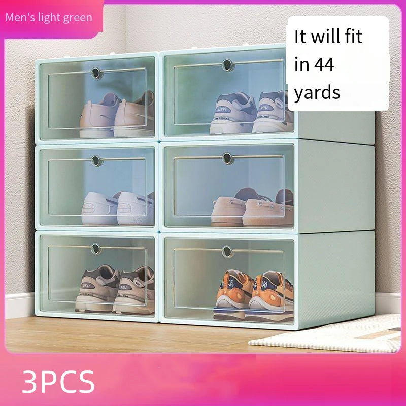 6pc Transparent Plastic Shoe Box Organizer Home Doorway Simple Shoe Rack Storage