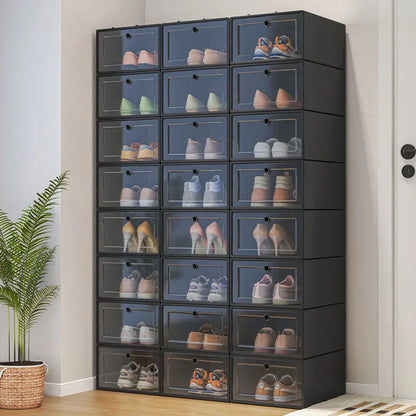 6pc Transparent Plastic Shoe Box Organizer Home Doorway Simple Shoe Rack Storage