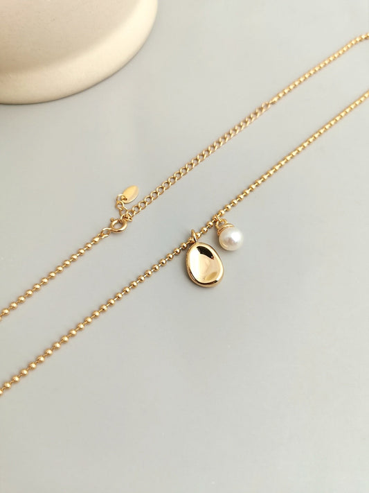 Freshwater Pearl With Bean Pendant Necklace