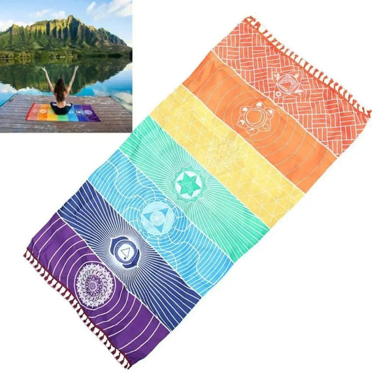 Meditation Yoga Rug Towels Mexico Chakras Tassel Striped Floor Mat