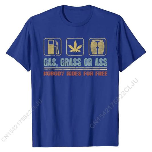 Mens Vintage Gas, Grass or Ass T Shirt Funny Car Guy Shirt Slim Fit Tops