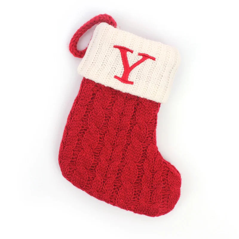 Letters Christmas Stocking New Knitting Christmas Tree Pendant Decorations