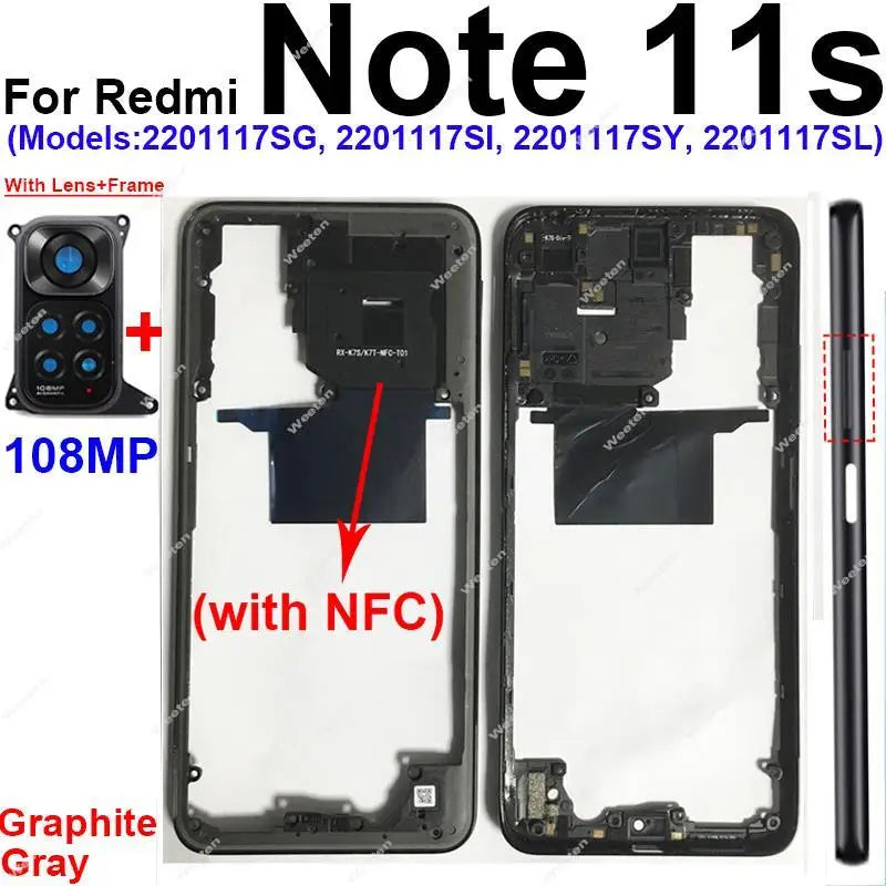 Middle Frame Housing for Xiaomi Redmi Note 11 Note 11S 4G Middle Cover Bezel