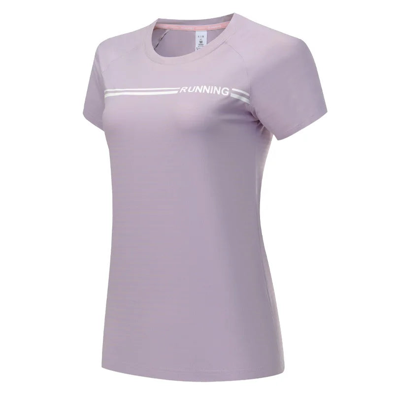 Women Quick Dry Short Sleeve Print Sports Breathable Exercises Yoga Shirt
