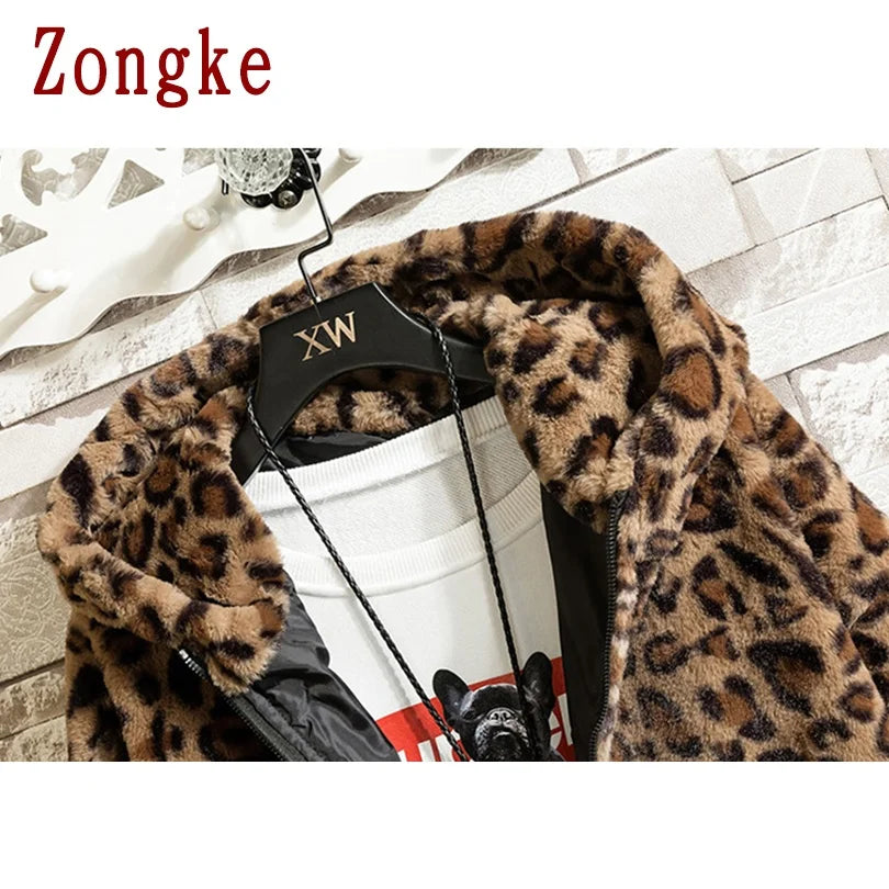 Leopard Hooded Winter Jacket Japanese Streetwear Winter Casual Jackets