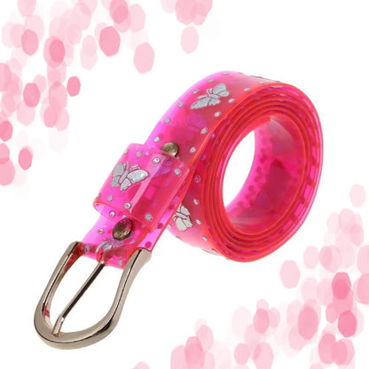 New Luxury Fashion Lady Girls Sweet Candy Color Laser Butterfly Print Belt