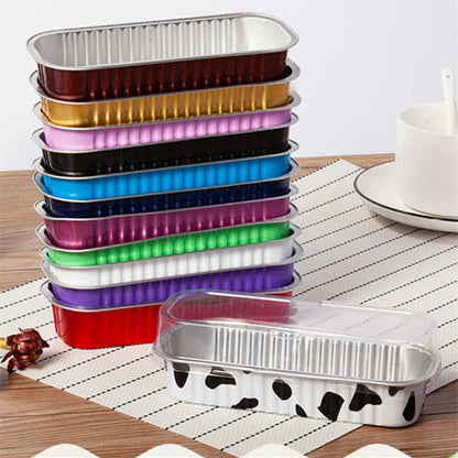 50pcs Colorful Aluminum Foil Baking Cake Box 200ml Rectangular Small Tin Cup