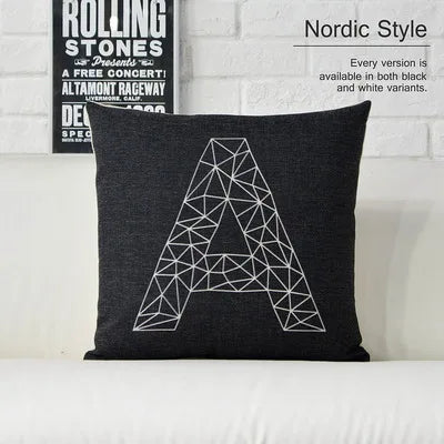 Black White Deer Pillow Nordic Geometric Pillow Cushion Linen  Sofa Cushions