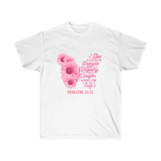 Pink Daisy Butterfly Breast Cancer Awareness T-Shirt