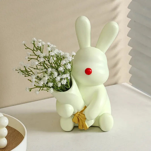 Nordic Resin Rabbit Vase Ornaments Living Room Dining Table Flower