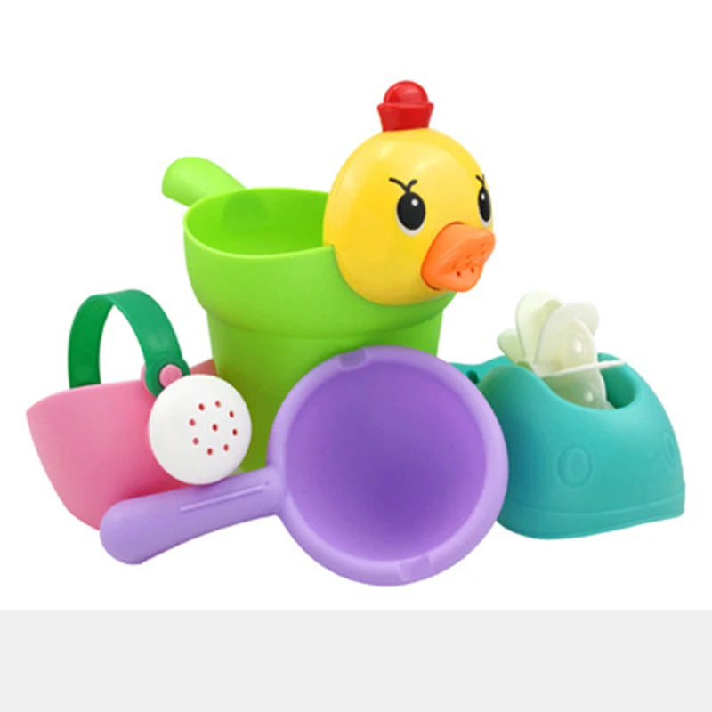 Kids Shower Bath Toys Cute Yellow Duck Waterwheel Elephant Toys Baby Faucet