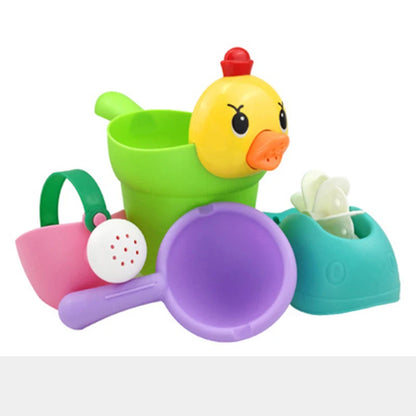 Kids Shower Bath Toys Cute Yellow Duck Waterwheel Elephant Toys Baby Faucet