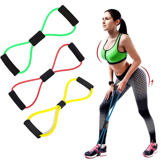 8 Word Fitness Yoga Elastic Band TPE Gum Resistance Rubber Bands Fitness