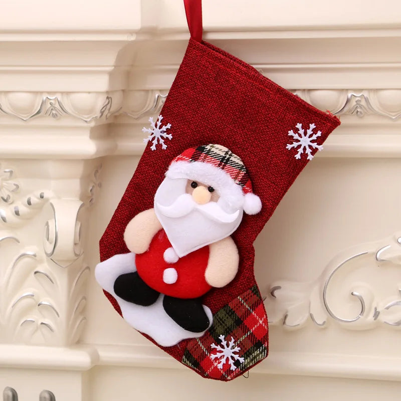 New Large Linen Christmas Socks Hanging Christmas Decorations and Gift Bag