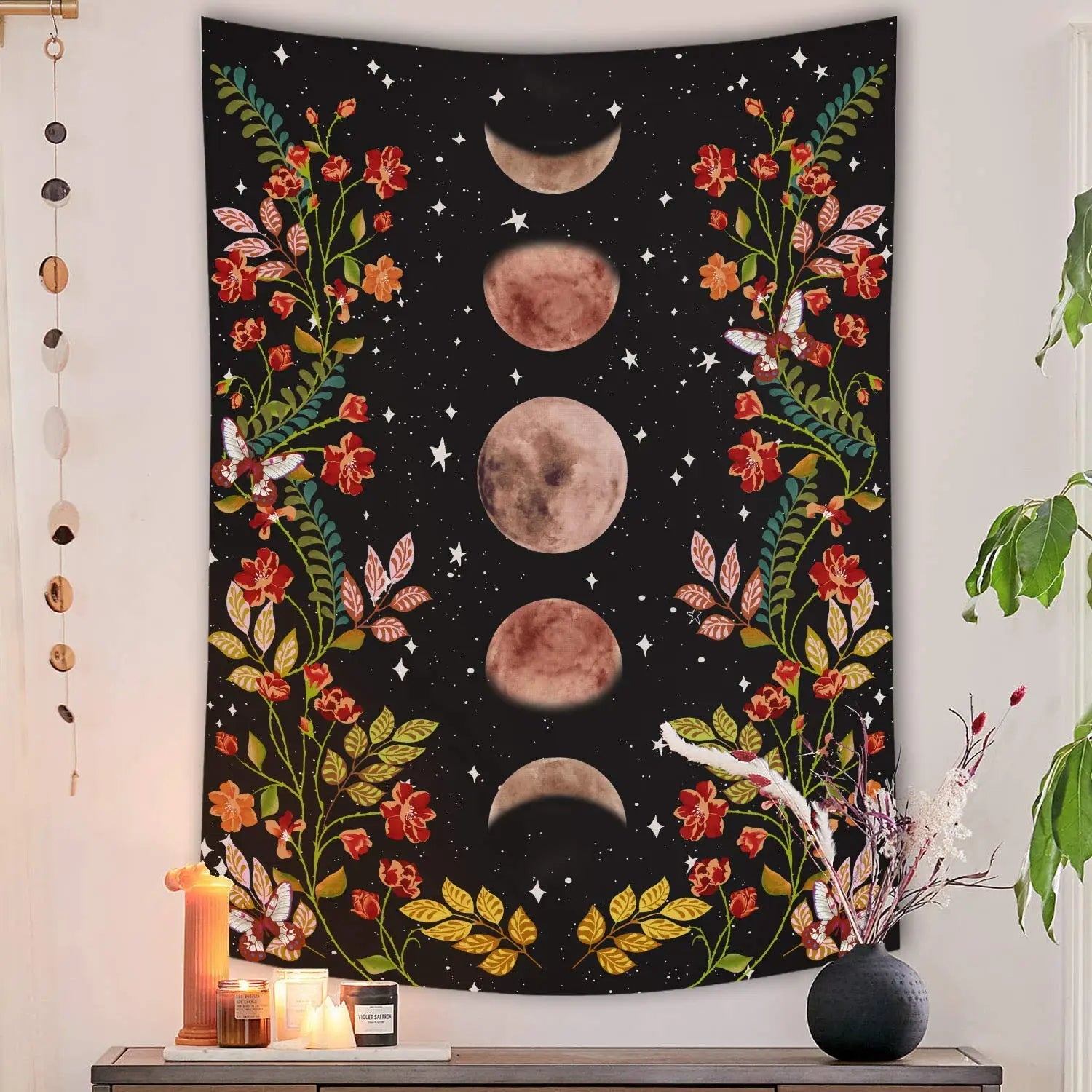 Moon Phase Tapestry Wall Hanging Psychedelic Moon Starry Tapestries Carpets