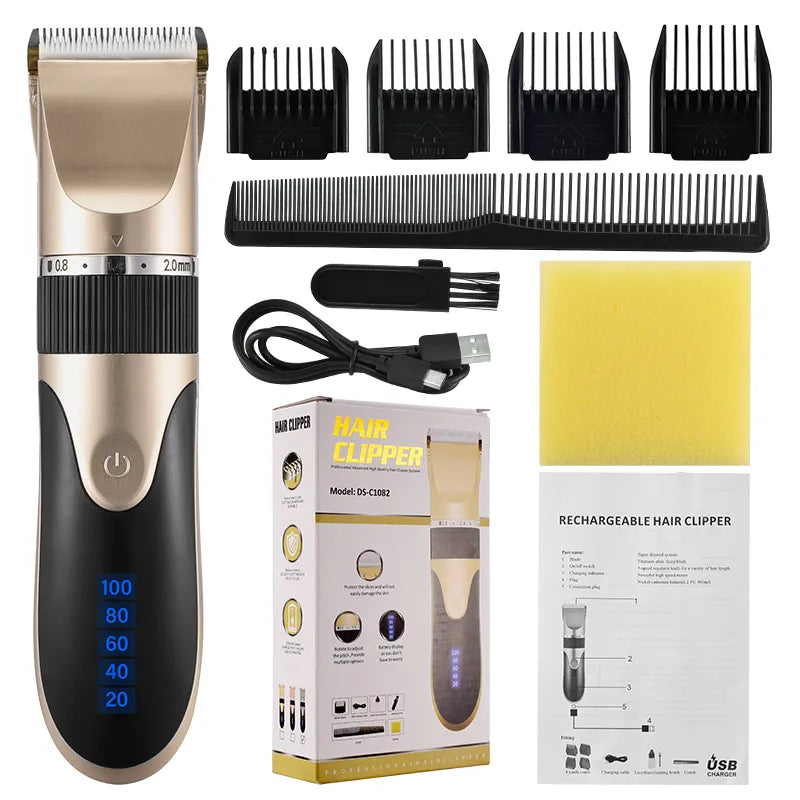 Professional Hair Clipper Men's Barber Beard Trimmer Rechargeable Hair Cutting