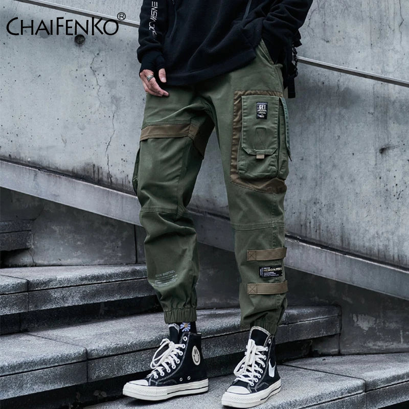 CHAIFENKO Hip Hop Cargo Pants Men Fashion Harajuku Black Harem Pant