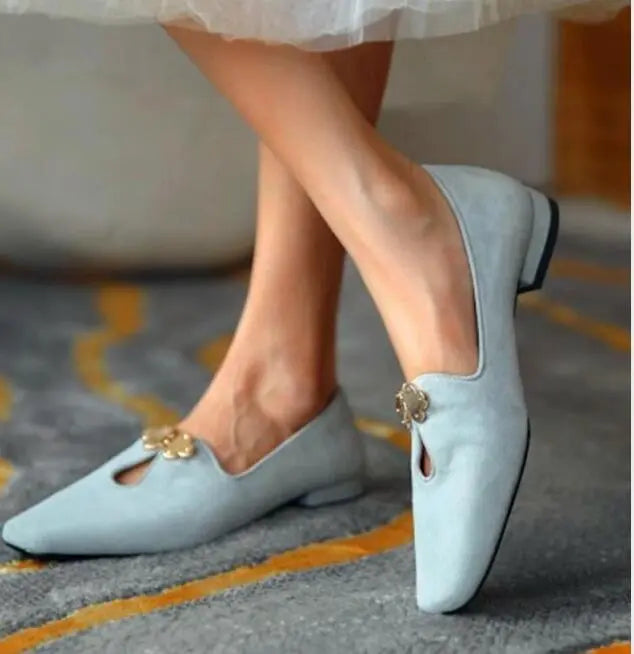 Ladies Flat Shoes Round Toe Solid Color Single Shoes Retro Elegant Shoes Casual