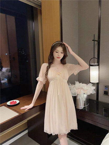 Sweet Mesh Night Dress Princess Sleepwear Nightwear Lace