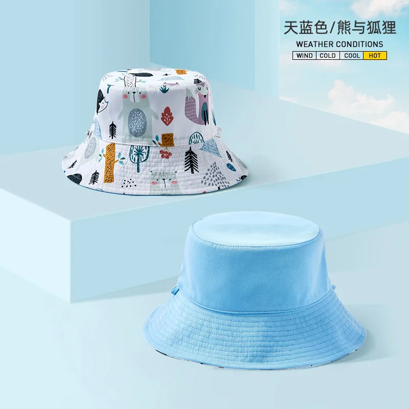 Children's Hat Double-Sided Fisherman Hats Summer Sunscreen Cap Boys